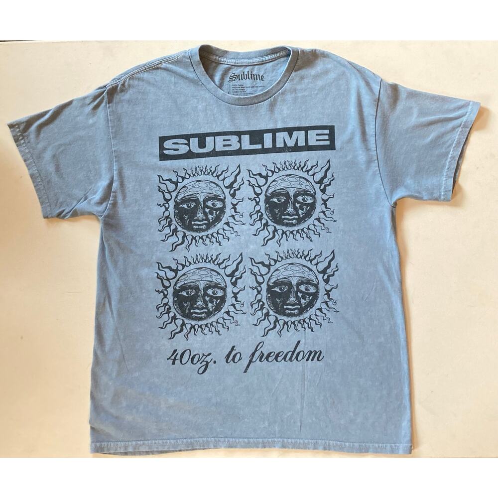 Sublime 40oz. to Freedom Retro Sun Band Tee Blue 2023 Album Art Size L